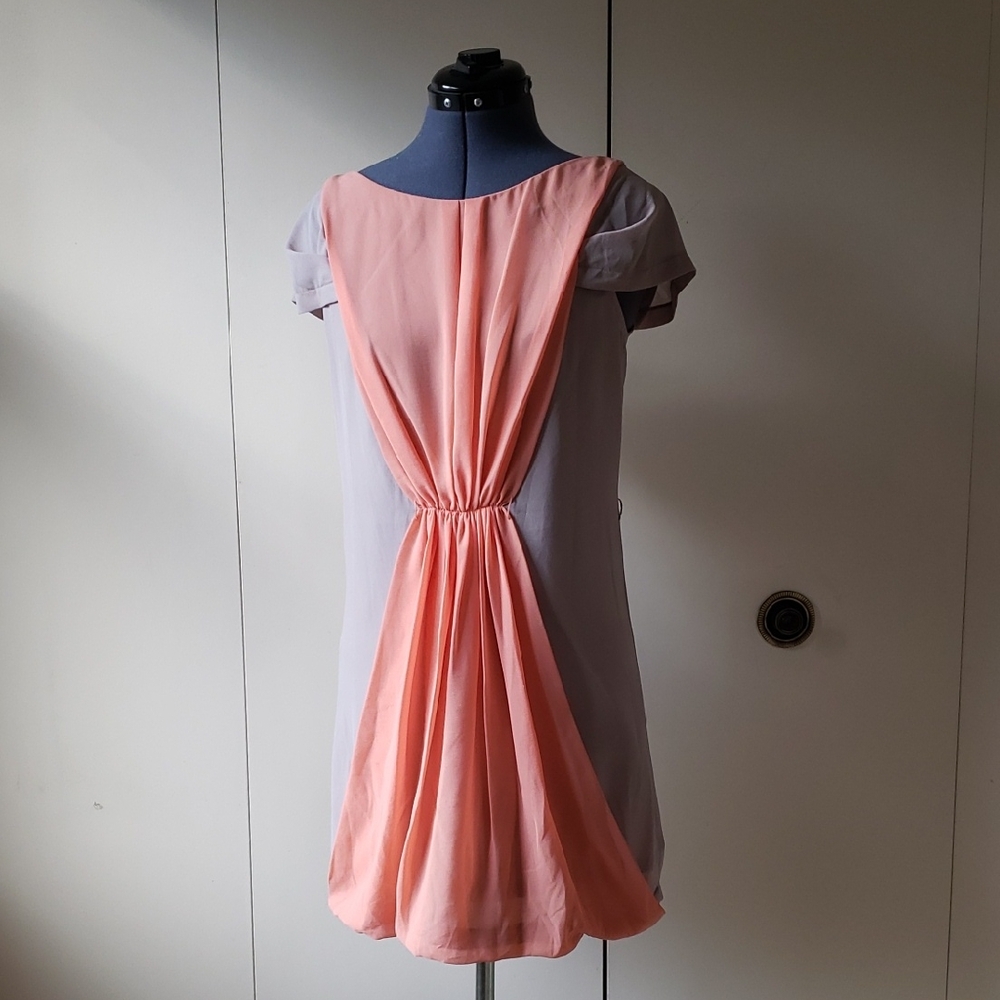Elegant Peach and Gray Women's Dress